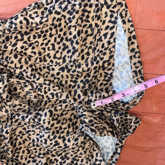 Aerie Brown & Black Leopard Print High-Waisted Tie-Front Women's Shorts Size S - Picture 7 of 7